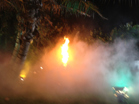 propane flame on video music set